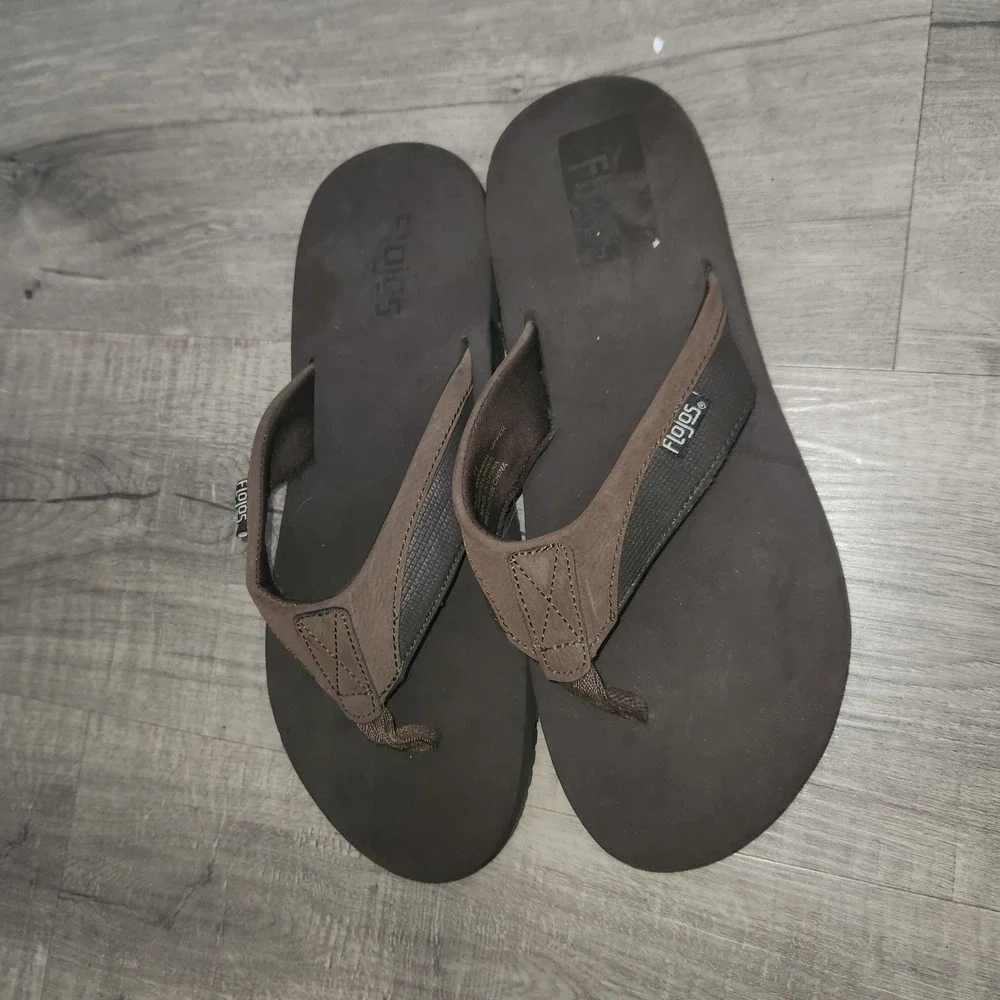 Flojos Marco Mens Brown Flip Flop Sandals Size 11 Thong Summer Beach Shoes‎ 874